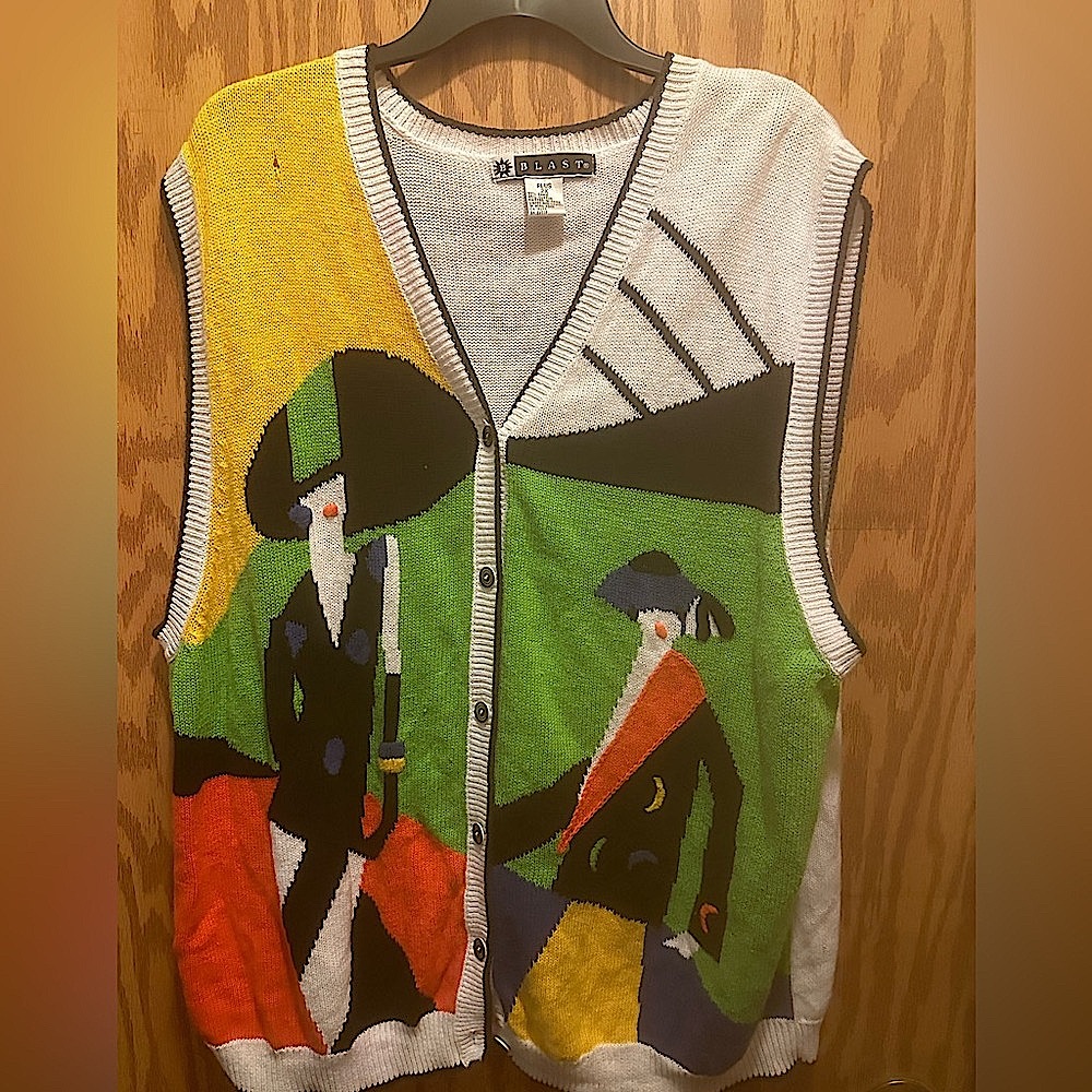 Vintage Colorful Cardigan Sweater Vest